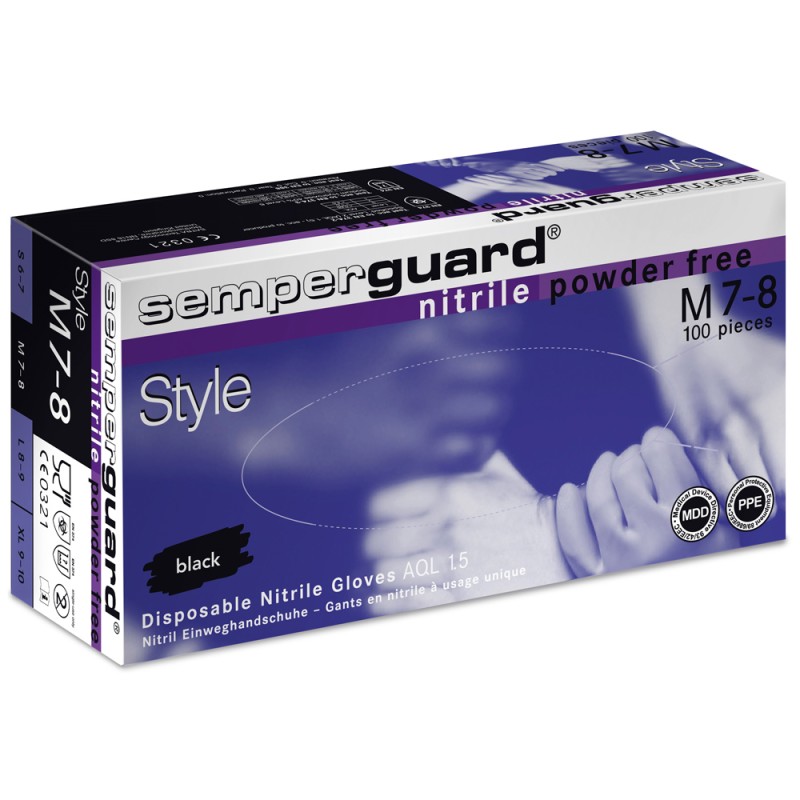 10 Box Semperguard Nitril Handschuhe schwarz, puderfrei, Kategorie 3, für höchsten Schutz und Komfort
