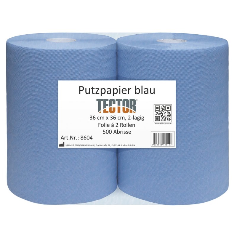 1 Pack Putzpapier 2-lagig 38x36 cm in Blau, 500 Blätter, ideal für vielseitige Anwendungen