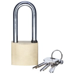 6 Stück Messing Vorhängeschlösser mit langem Bügel, rostfrei, sicher und langlebig, ideal für Türen und Schränke