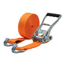 Zurrgurt 4000kg 2-teilig 50mm – 8 m mit Druckratsche und Doppelspitzhaken – 2000daN Orange