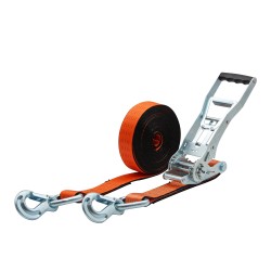 Zurrgurt 5000kg 2-teilig 50mm – 8 m mit Langarm-Druckratsche und Sicherungszurrhaken – 2500daN abriebfest