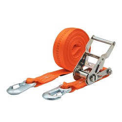 Zurrgurt 2000kg 2-teilig 35mm – 6 m mit Druckratsche und Sicherungszurrhaken – 1000daN Orange