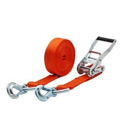 Zurrgurt 5000kg 2-teilig 50mm – 8 m mit Langarm-Druckratsche und Sicherungszurrhaken – 2500daN Orange