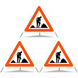 TRIOPAN Faltsignal 70 Tagesleuchtend mit Etui (3x Baustelle)