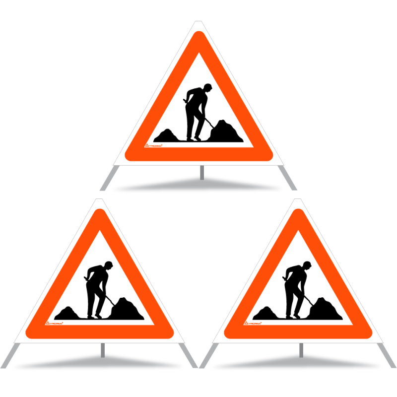 TRIOPAN Faltsignal 70 Tagesleuchtend mit Etui (3x Baustelle)