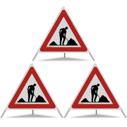 TRIOPAN Faltsignal 70 R2 Retro-reflektierend mit Etui (3x Baustelle)