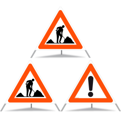 TRIOPAN Faltsignal 90 Tagesleuchtend Kombi mit Etui (2x Baustelle - Andere Gefahren)