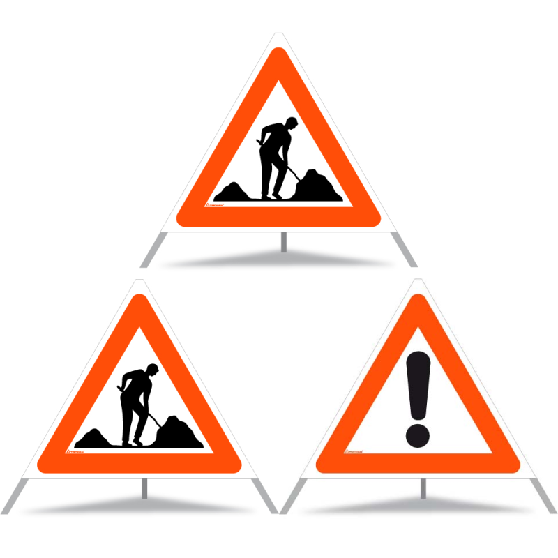 TRIOPAN Faltsignal 90 Tagesleuchtend Kombi mit Etui (2x Baustelle - Andere Gefahren)