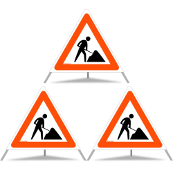 TRIOPAN Faltsignal 70 Tagesleuchtend mit Etui (3x Baustelle)