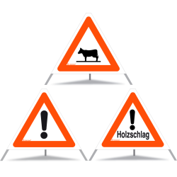 TRIOPAN Faltsignal 60 Tagesleuchtend Kombi mit Etui (Tiere - Andere Gefahren - Holzschlag)