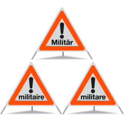 TRIOPAN Faltsignal 90 R1 Reflektierend Kombi mit Etui (Militär - militaire - militare)