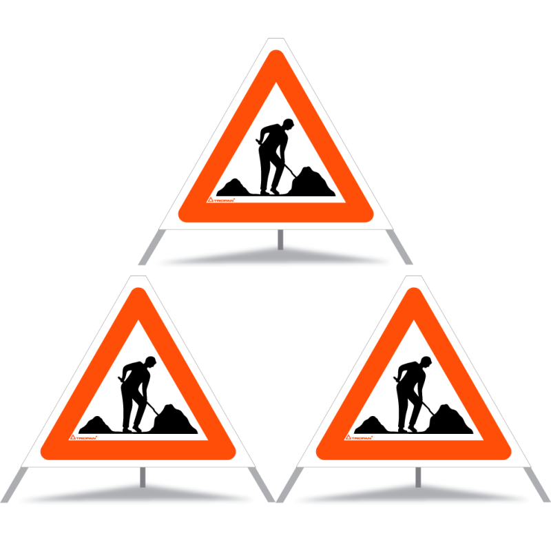 TRIOPAN Faltsignal 60 Tagesleuchtend mit Etui (3x Baustelle)