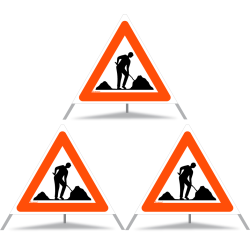 TRIOPAN Faltsignal 90 Tagesleuchtend mit Etui (3x Baustelle)