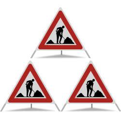 TRIOPAN Faltsignal 90 R2 Retro-reflektierend mit Etui (3x Baustelle)