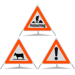 TRIOPAN Faltsignal 90 Kombi R1 Reflektierend mit Etui (Holzschlag - Tiere - Andere Gefahren)