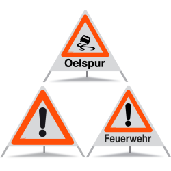 TRIOPAN Faltsignal 90 Kombi R1 Reflektierend mit Etui (Oelspur - Andere Gefahren - Feuerwehr)