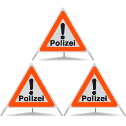 TRIOPAN Faltsignal 90 mit R1 Reflektierend Etui (3x Polizei)