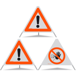 TRIOPAN Faltsignal 60 Kombi R1 Reflektierend mit Etui (2x Andere Gefahren - Durchgang verboten)