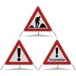 TRIOPAN Faltsignal 90 Kombi R2 Retro-reflektierend mit Etui (Baustelle - Andere Gefahren - Forstarbeiten)