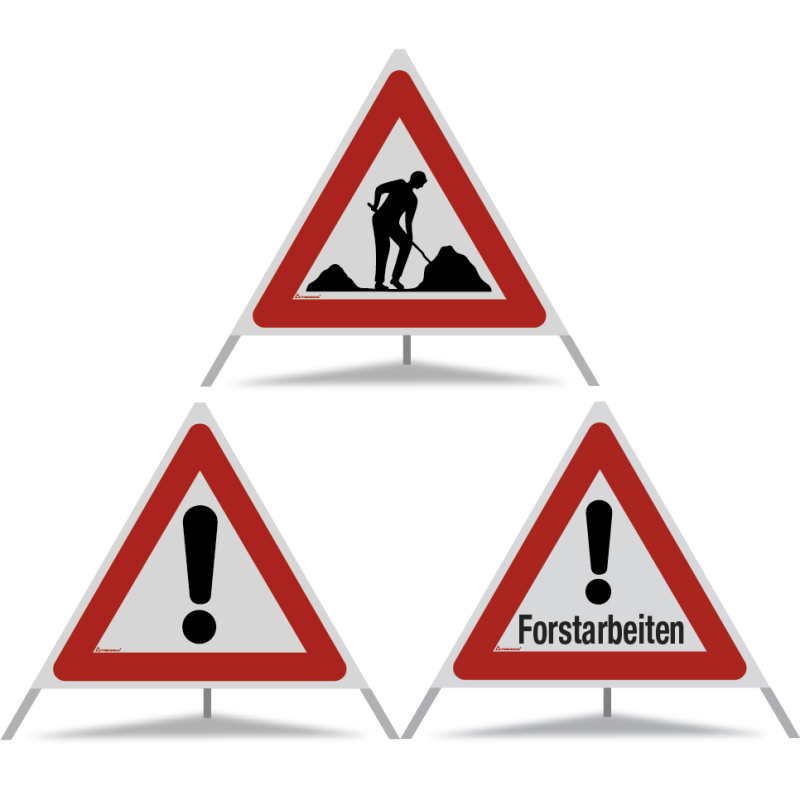 TRIOPAN Faltsignal 90 Kombi R2 Retro-reflektierend mit Etui (Baustelle - Andere Gefahren - Forstarbeiten)