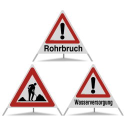 TRIOPAN Faltsignal 90 Kombi R2 Retro-reflektierend mit Etui (Rohrbruch - Baustelle - Wasserversorgung)