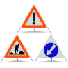 TRIOPAN Faltsignal 90 Kombi R1 Reflektierend mit Etui (Andere Gefahren - Baustelle - Links umfahren)