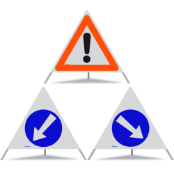 TRIOPAN Faltsignal 90 Kombi R1 Reflektierend mit Etui (Andere Gefahren - Links umfahren - Rechts umfahren)
