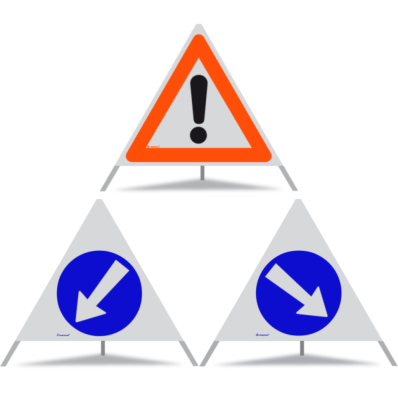 TRIOPAN Faltsignal 90 Kombi R1 Reflektierend mit Etui (Andere Gefahren - Links umfahren - Rechts umfahren)