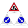 TRIOPAN Faltsignal 60 Kombi mit R2 Retro-reflektierend Etui (Baustelle - Links umfahren - Rechts umfahren)