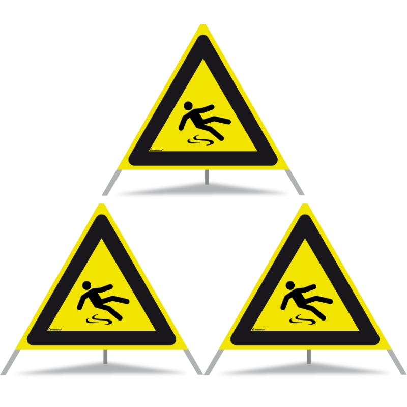 TRIOPAN Faltsignal 90 R1 Reflektierend mit Etui (3x Rutschgefahr)