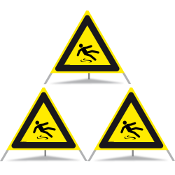 TRIOPAN Faltsignal 90 Tagesleuchtend mit Etui (3x Rutschgefahr)