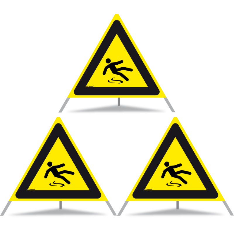 TRIOPAN Faltsignal 90 Tagesleuchtend mit Etui (3x Rutschgefahr)