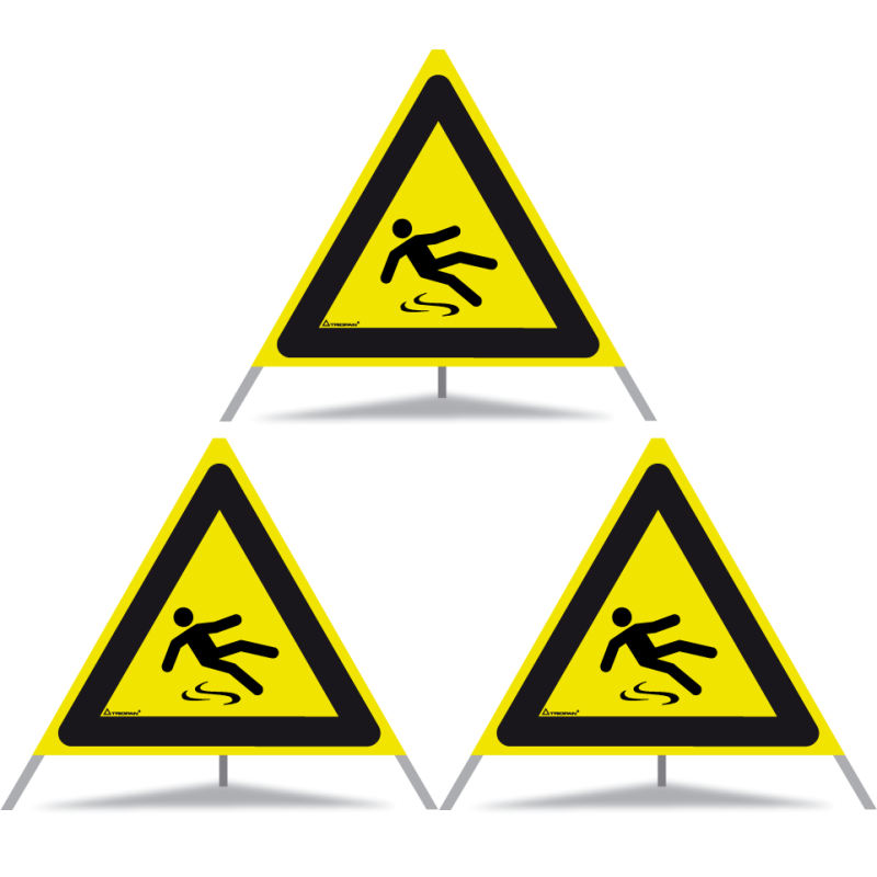 TRIOPAN Faltsignal 70 R1 Reflektierend mit Etui (3x Rutschgefahr)