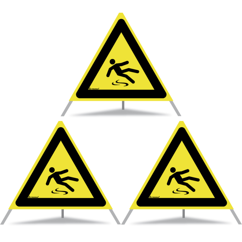TRIOPAN Faltsignal 70 Tagesleuchtend mit Etui (3x Rutschgefahr)