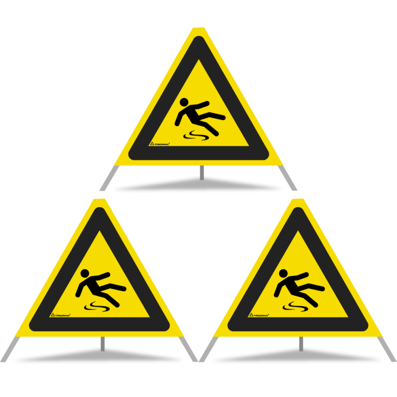TRIOPAN Faltsignal 60 Tagesleuchtend mit Etui (3x Rutschgefahr)