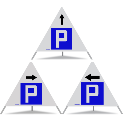 TRIOPAN Faltsignal 70 R2 Retro-reflektierend Kombi mit Etui (Park Pfeil geradeaus - Park gestattet - Park Pfeil links)