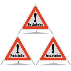 TRIOPAN Faltsignal 90 R1 Reflektierend mit Etui (3x Forstarbeiten)