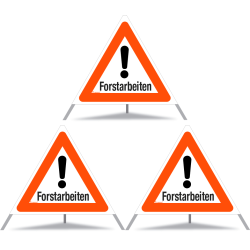 TRIOPAN Faltsignal 90 Tagesleuchtend mit Etui (3x Forstarbeiten)