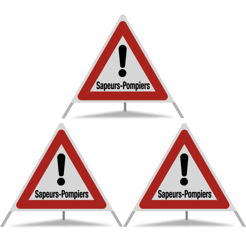 TRIOPAN Faltsignal 90 R2 Retro-reflektierend mit Etui (3x Sapeurs-Pompiers)