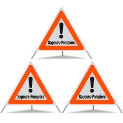 TRIOPAN Faltsignal 90 R1 Reflektierend mit Etui (3x Sapeurs-Pompiers)