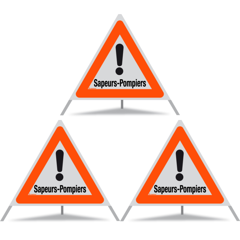 TRIOPAN Faltsignal 90 R1 Reflektierend mit Etui (3x Sapeurs-Pompiers)