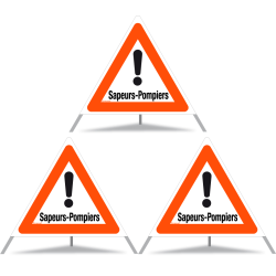 TRIOPAN Faltsignal 90 Tagesleuchtend mit Etui (3x Sapeurs-Pompiers)