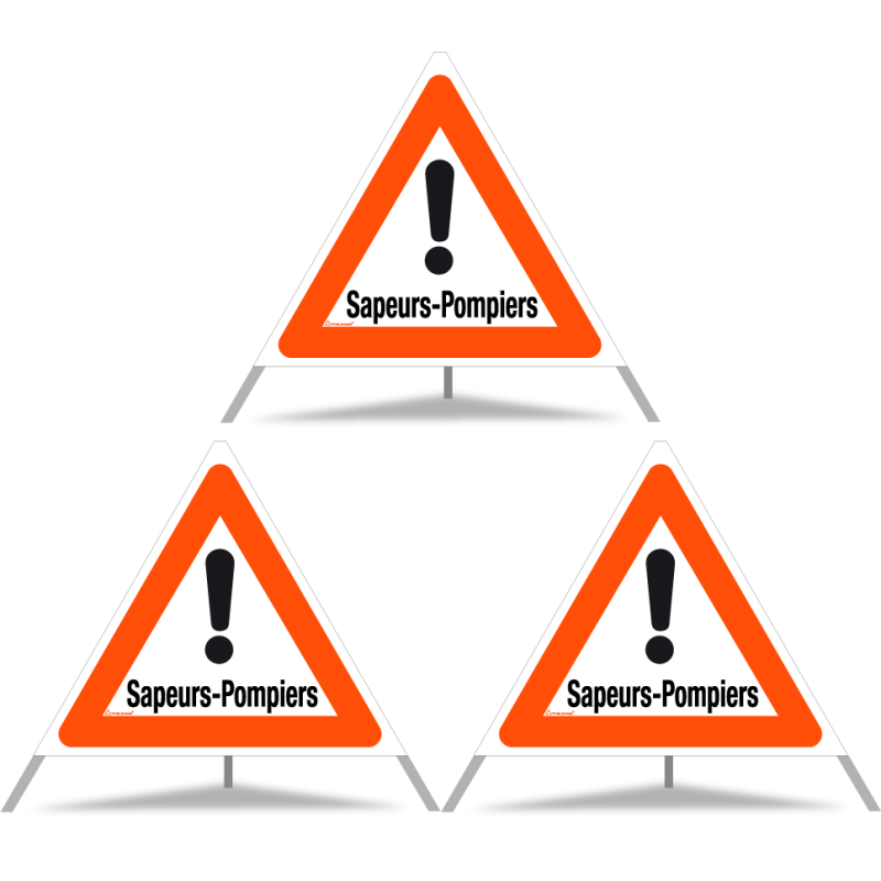 TRIOPAN Faltsignal 90 Tagesleuchtend mit Etui (3x Sapeurs-Pompiers)