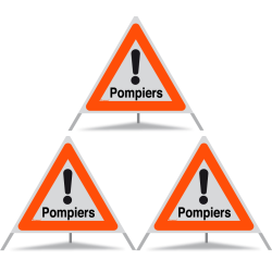 TRIOPAN Faltsignal 90 R1 Reflektierend mit Etui (3x Pompiers)