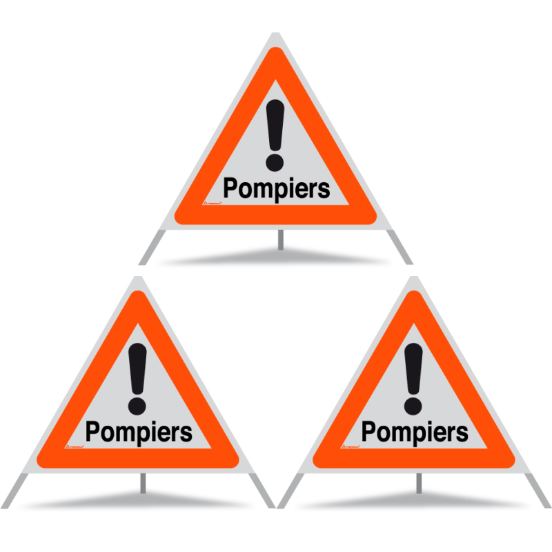 TRIOPAN Faltsignal 90 R1 Reflektierend mit Etui (3x Pompiers)