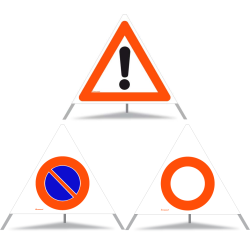 TRIOPAN Faltsignal 90 Tagesleuchtend Kombi mit Etui (Andere Gefahren - Parkieren verboten - Fahrverbot)