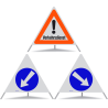 TRIOPAN Faltsignal 90 R1 Reflektierend Kombi mit Etui (Verkehrsdienst - Links umfahren - Rechts umfahren)
