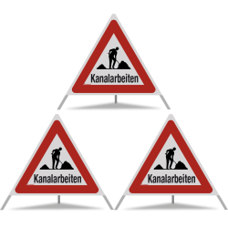 TRIOPAN Faltsignal 90 R2 Retro-reflektierend mit Etui (3x Kanalarbeiten)