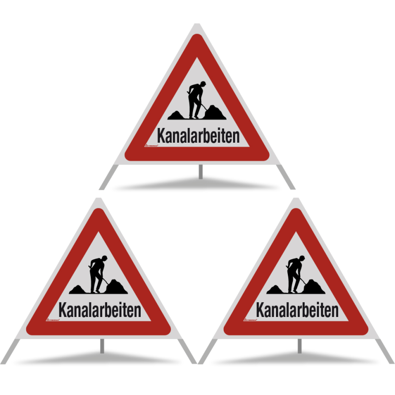 TRIOPAN Faltsignal 90 R2 Retro-reflektierend mit Etui (3x Kanalarbeiten)