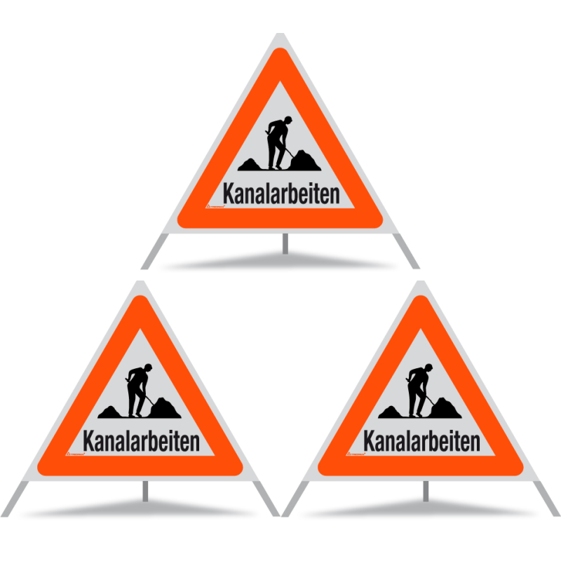 TRIOPAN Faltsignal 90 R1 Reflektierend mit Etui (3x Kanalarbeiten)